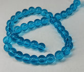 Glass Beads 8 MM (2 Strings, 38-40 Beads/String) Round Hole 1 MM Sky Blue 11 Inch For Jewellery Making